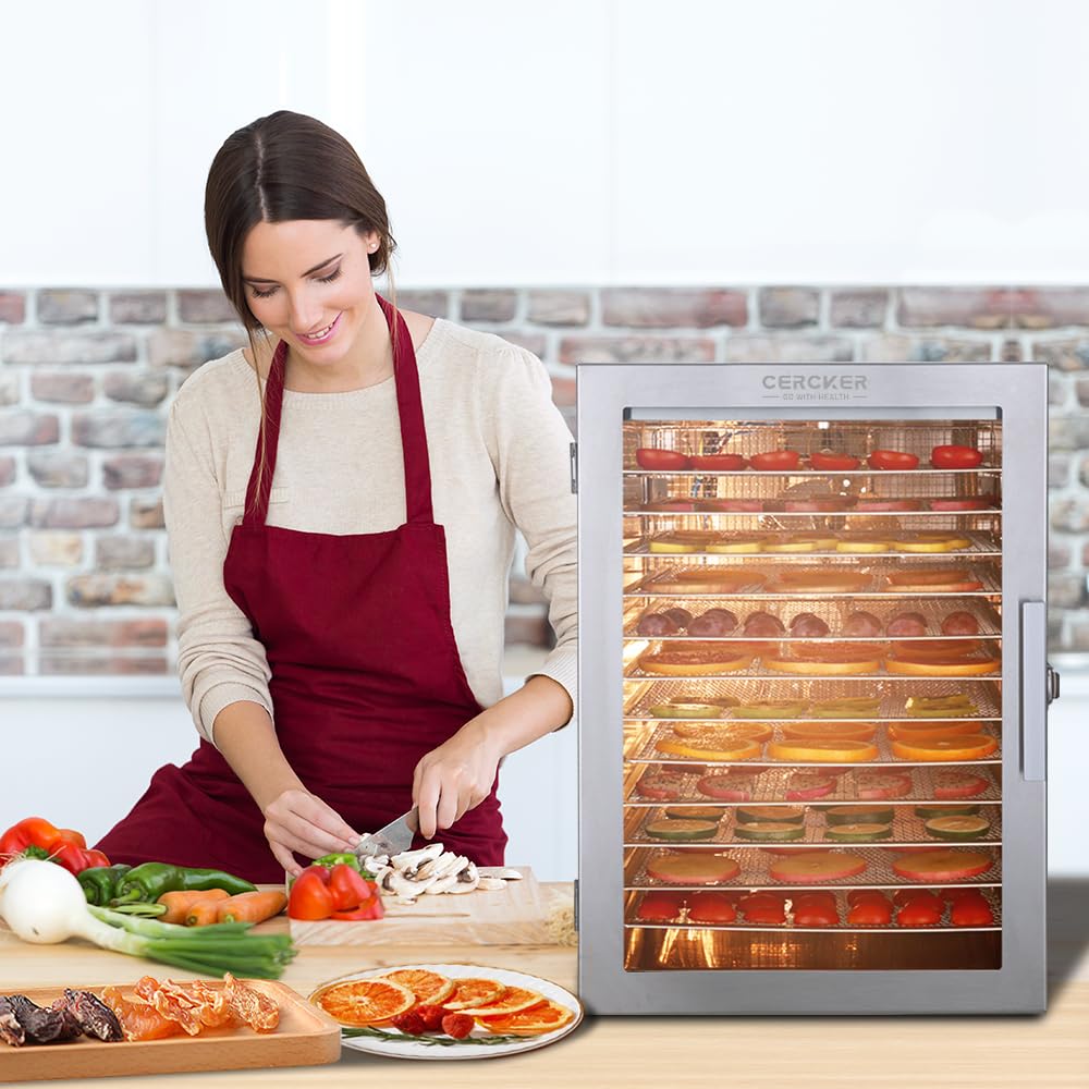 Cercker Food-Dehydrator Machine with 12 Stainless Steel Trays