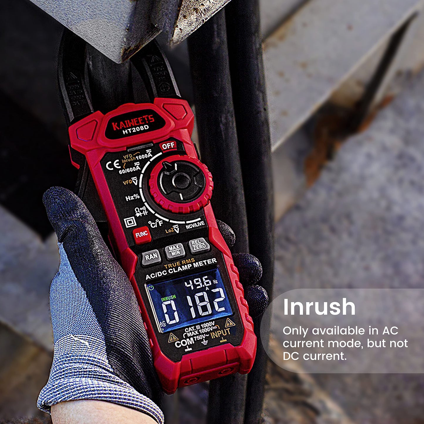 KAIWEETS Inrush Clamp Meter 1000A True RMS AC/DC Current Amp Meter