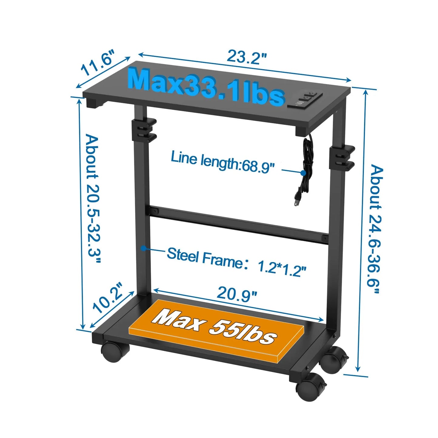 AQQEF Adjustable Computer Tower Cart and PC Stand