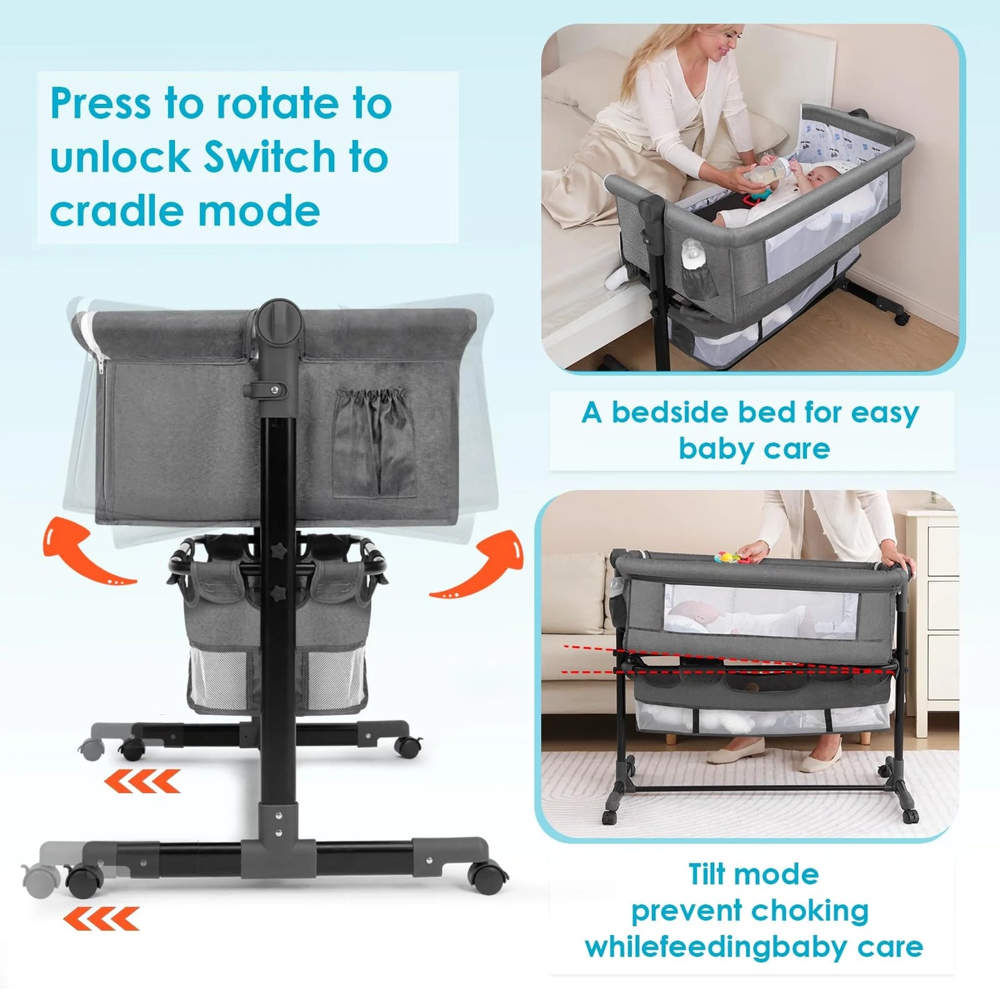 YADAQE Portable Baby Basinet Bedside Sleeper