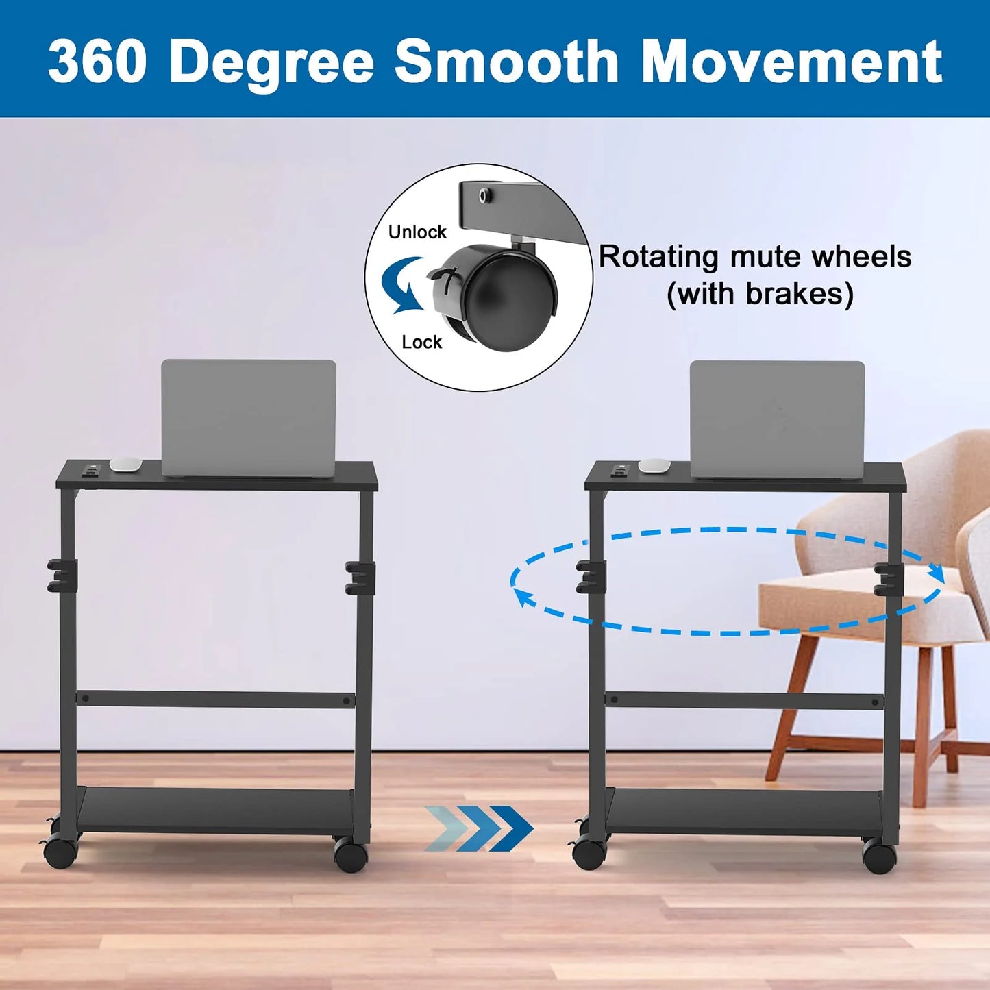 AQQEF Adjustable Computer Tower Cart and PC Stand