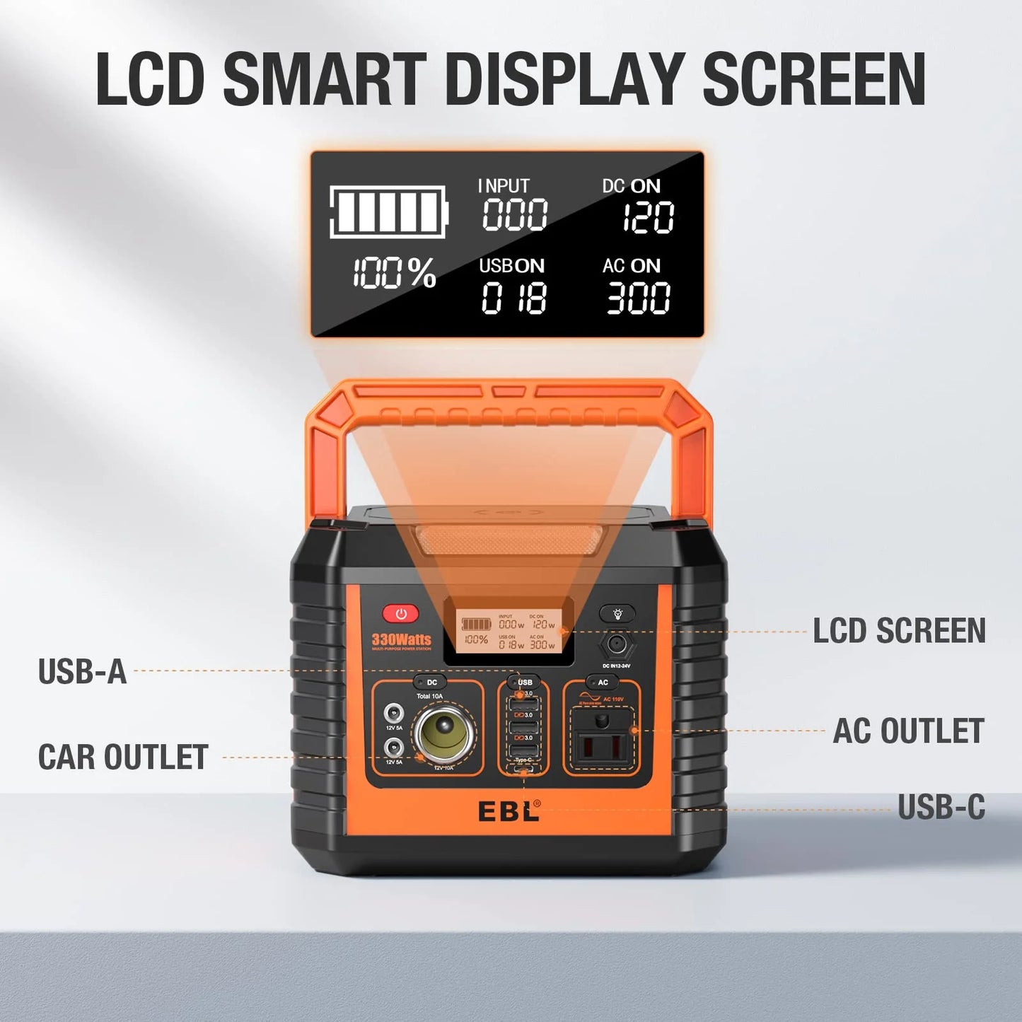 EBL Portable Power Station, 110V/330W Solar Generator