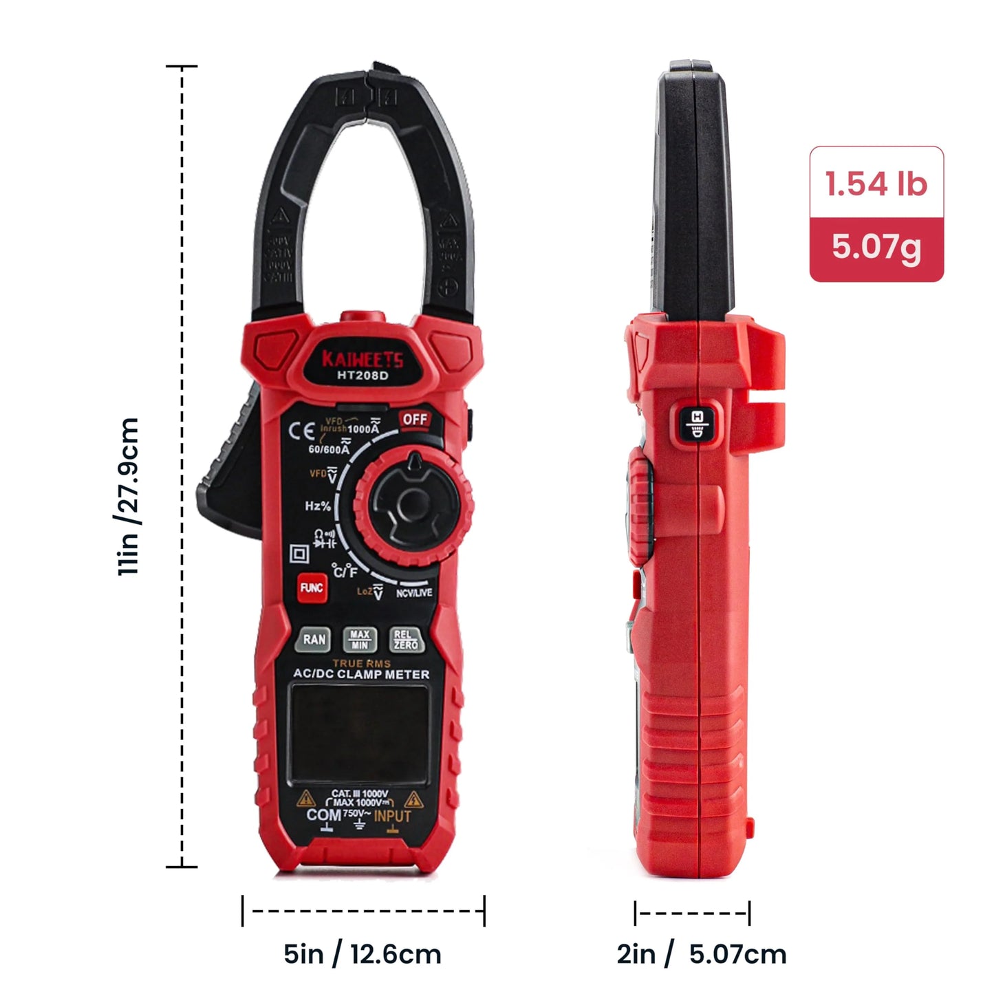 KAIWEETS Inrush Clamp Meter 1000A True RMS AC/DC Current Amp Meter