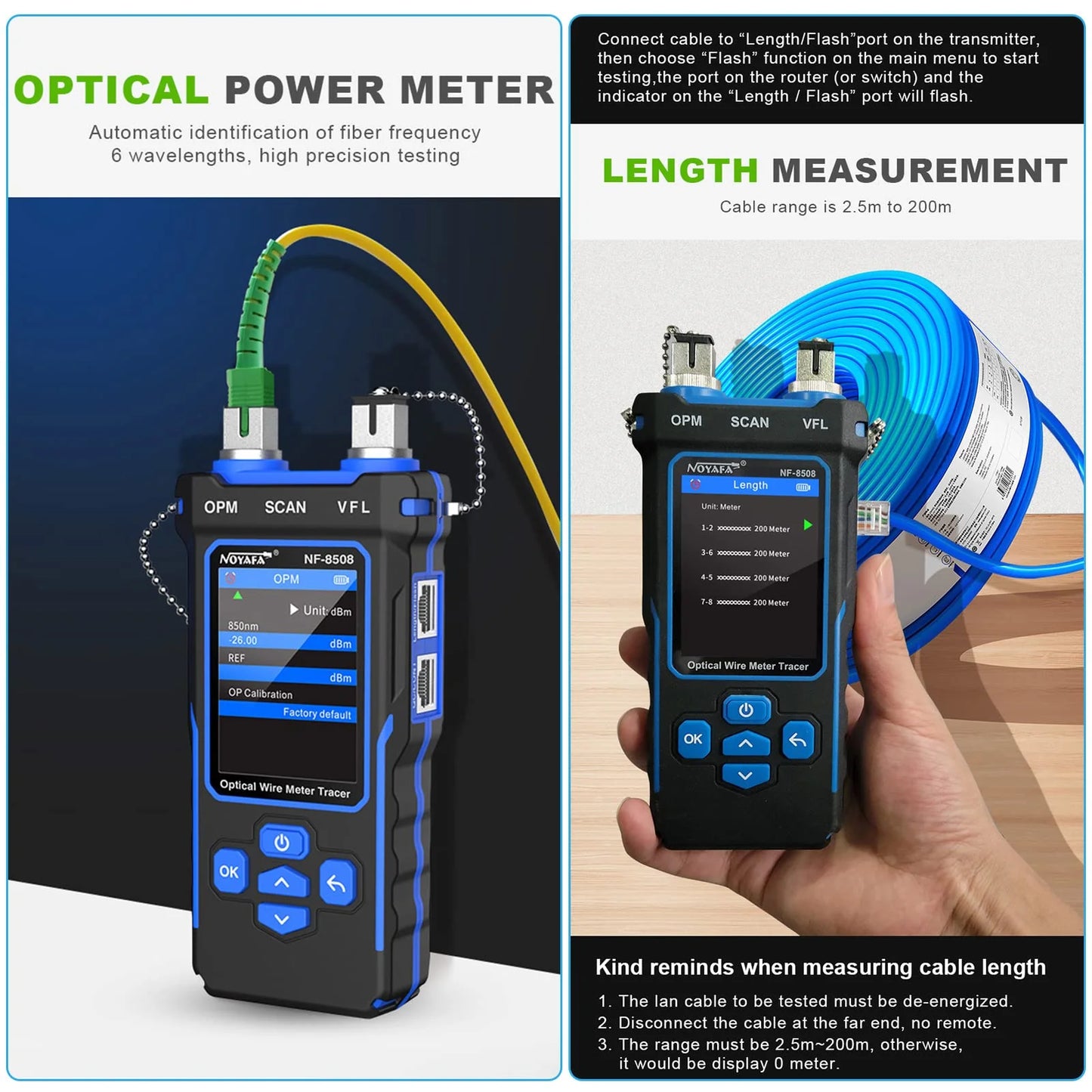 NOYAFA Network Cable Tester with Optical Power Meter