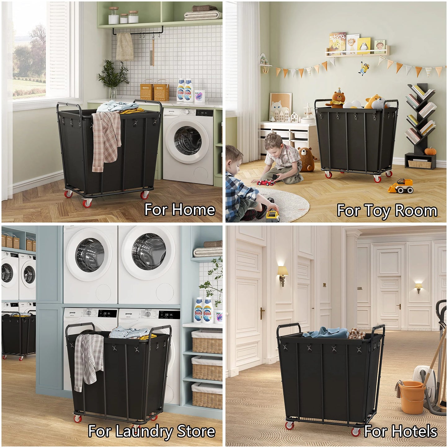 Hoctieon Large Rolling Laundry Hamper with Wheels