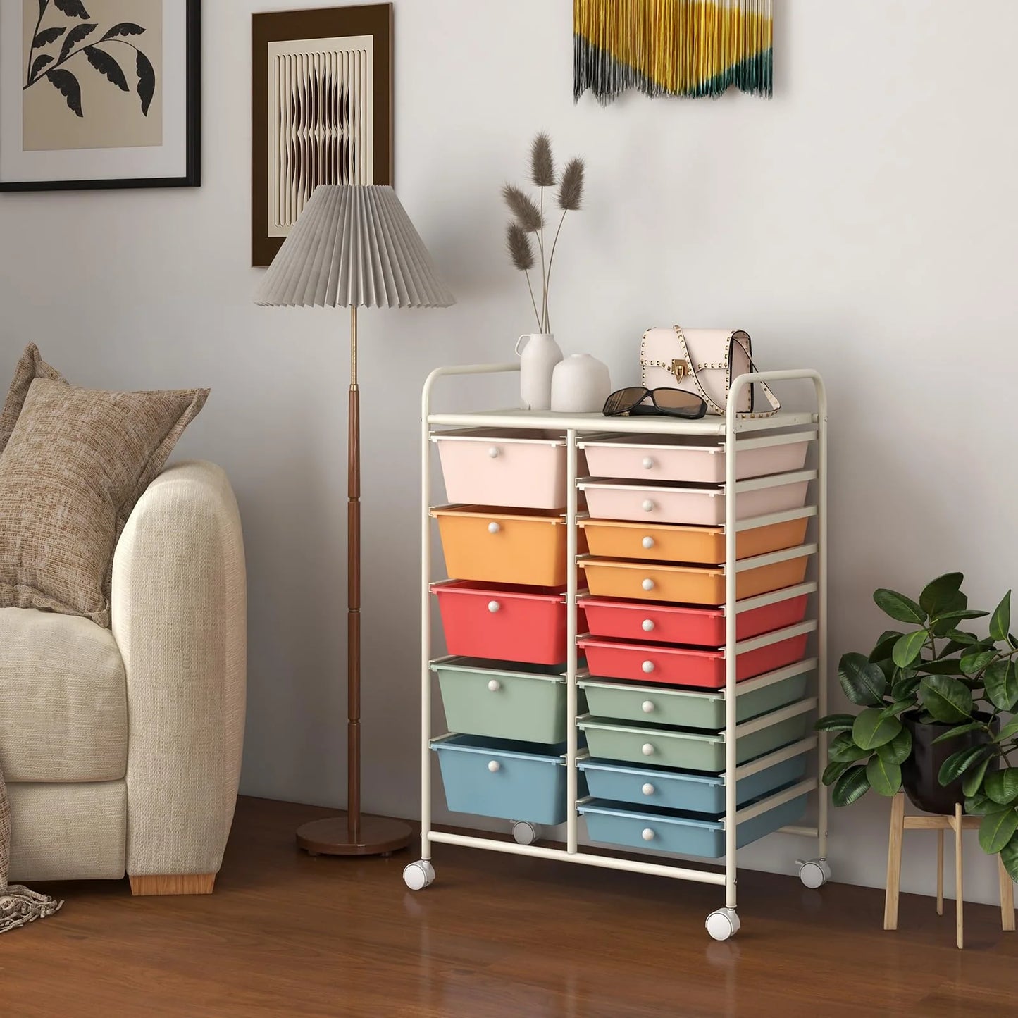 GOFLAME 15-Drawer Rolling Storage Cart