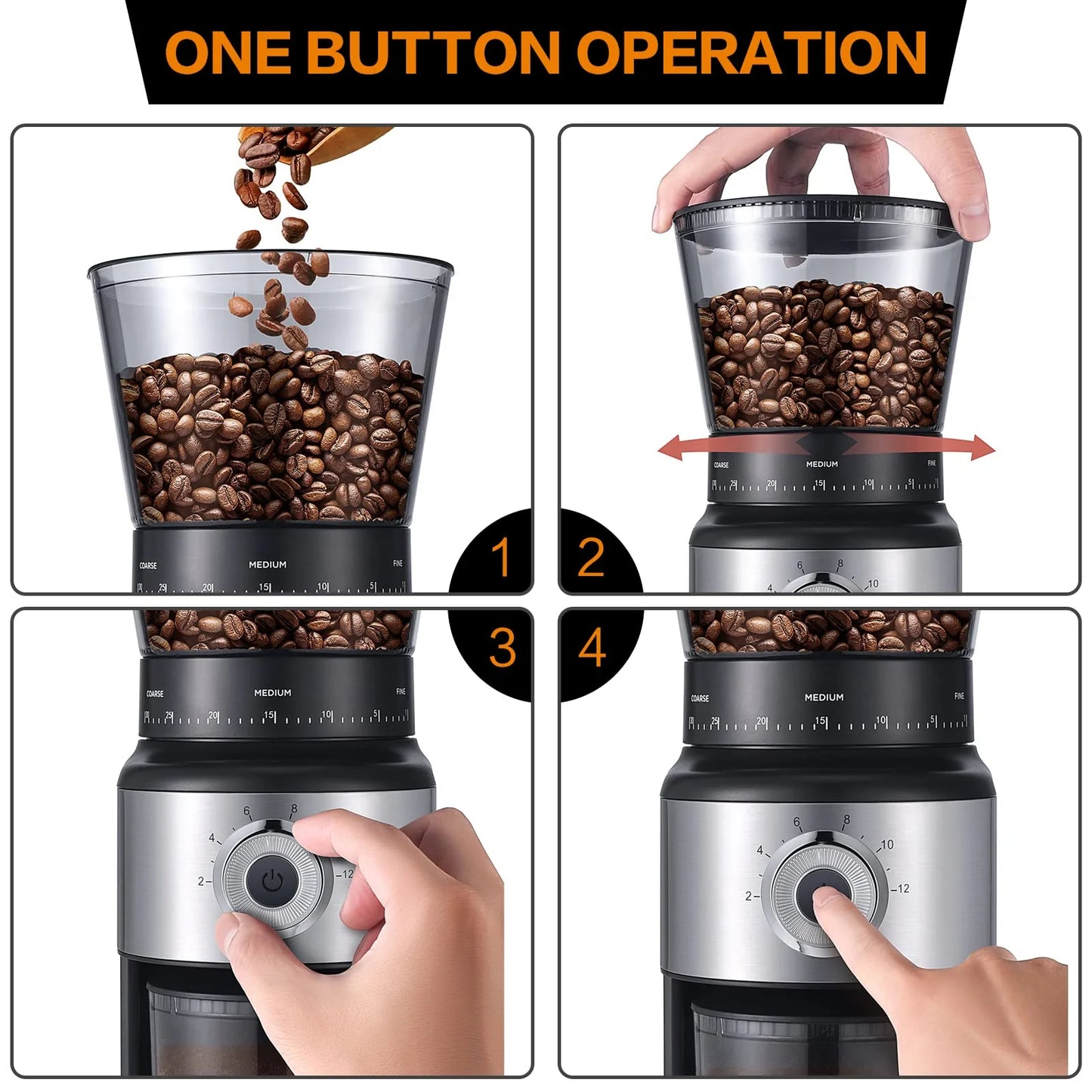 Ollygrin Coffee Bean Burr Grinder Electric