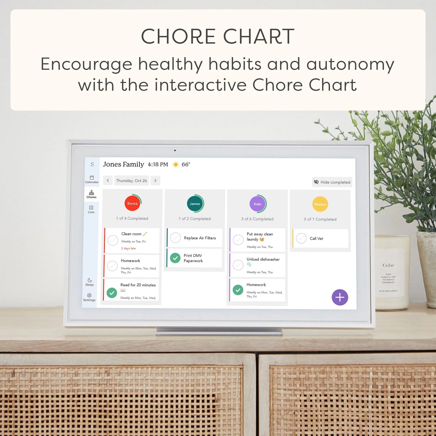 Skylight 15 inch Digital Calendar & Chore Chart