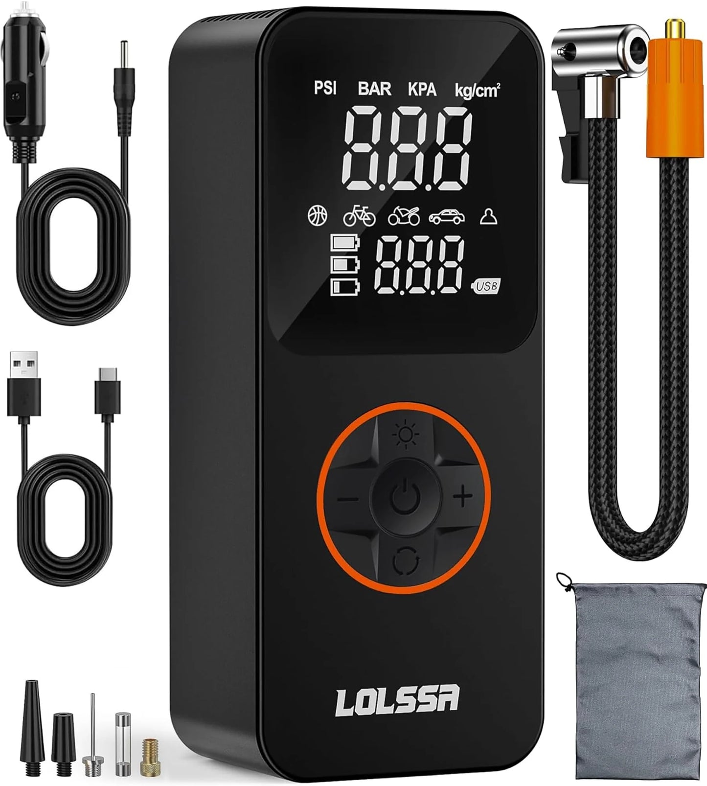 LOLSSA Cordless Electric Tire Inflator Portable Air Compressor