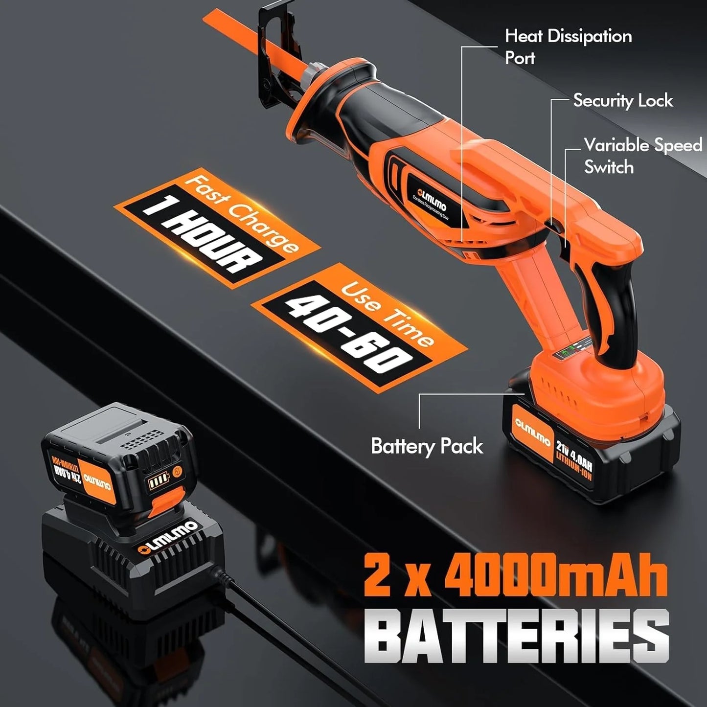 Olmlmo Brushless Cordless Reciprocating Saw