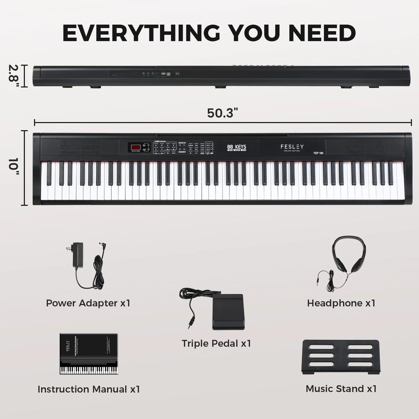 Fesley Electric 88 Keys Full Size Digital Piano Keyboard