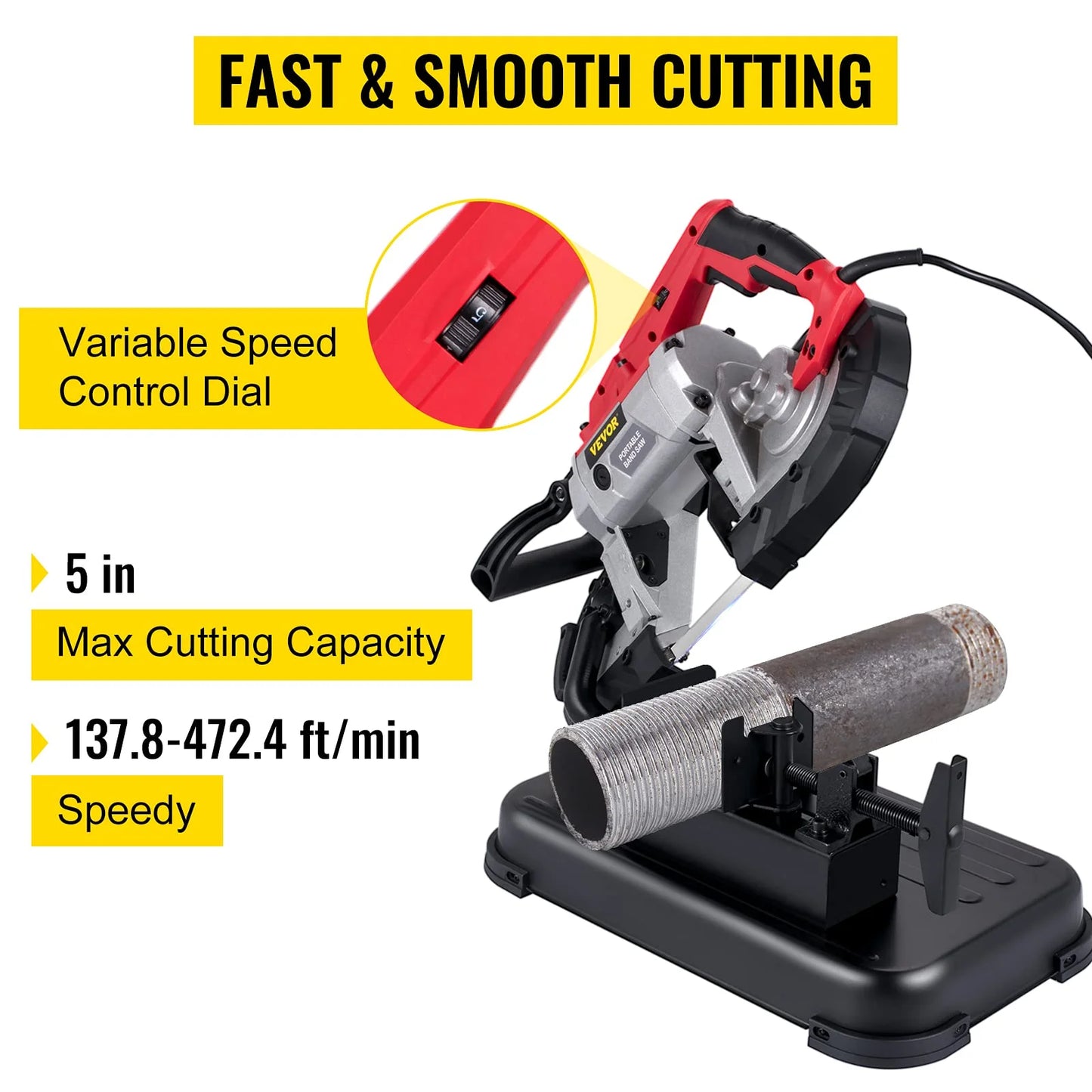 VEVOR Portable Variable Speed Band Saw for Metal Wood