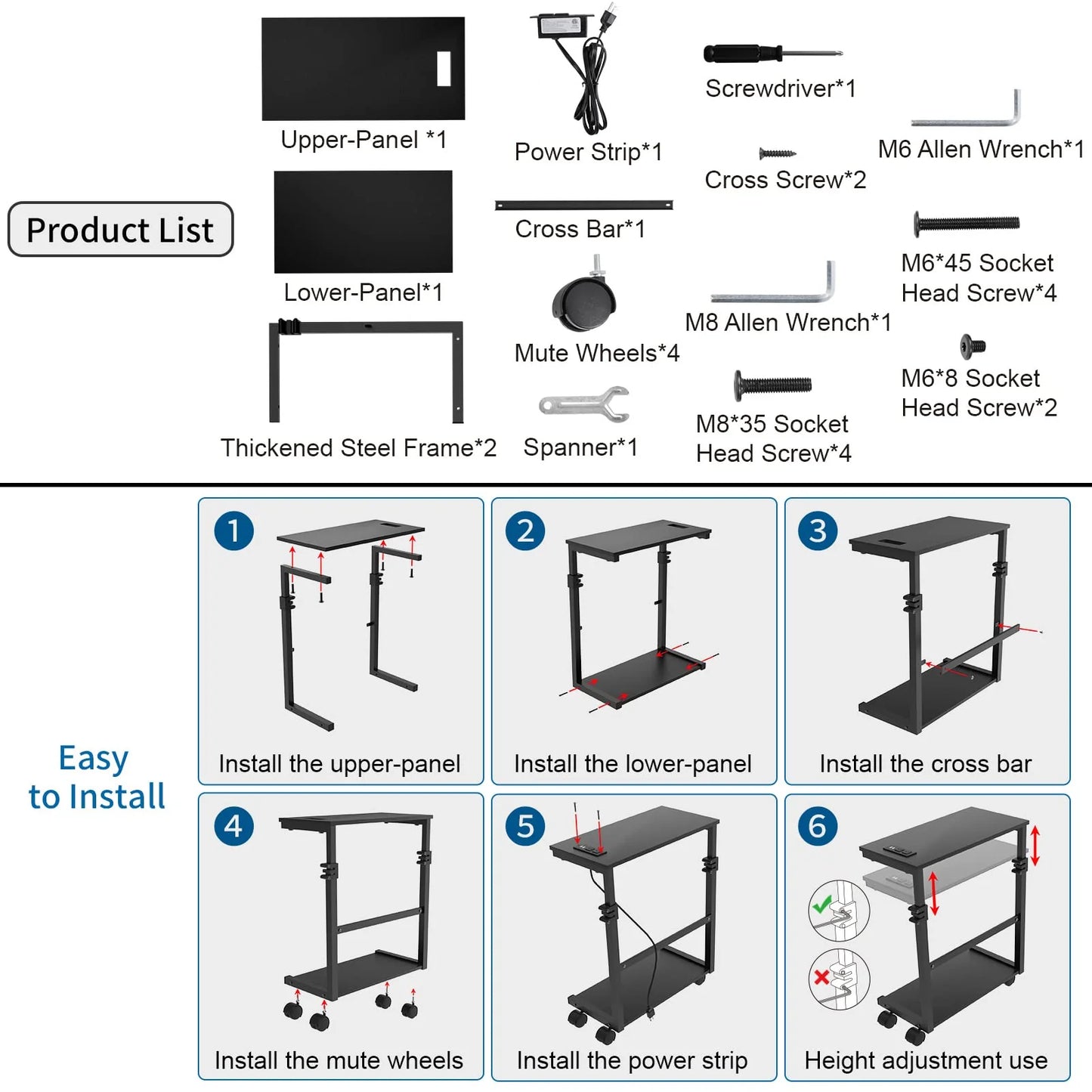 AQQEF Adjustable Computer Tower Cart and PC Stand