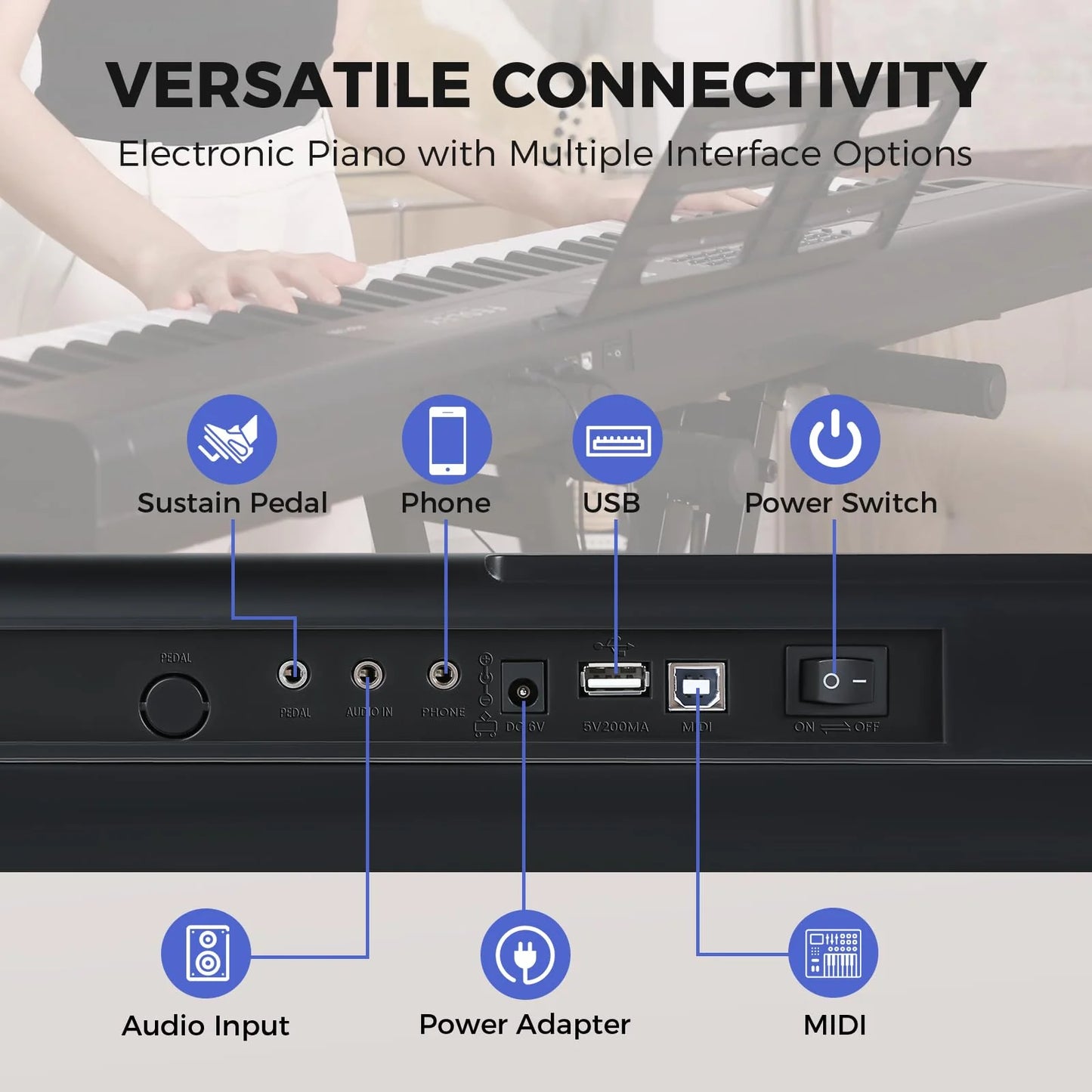 Fesley Electric 88 Keys Full Size Digital Piano Keyboard