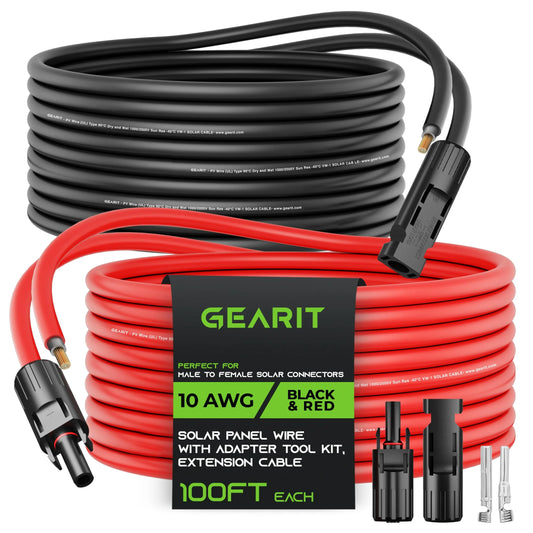 GearIT 10AWG Solar Extension Cable with Adapter Tool Kit