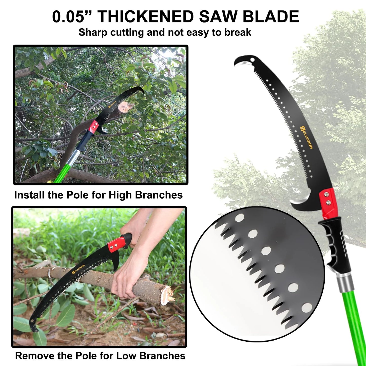 ELIXRION 7-27 Feet Pole Saws for Tree Trimming