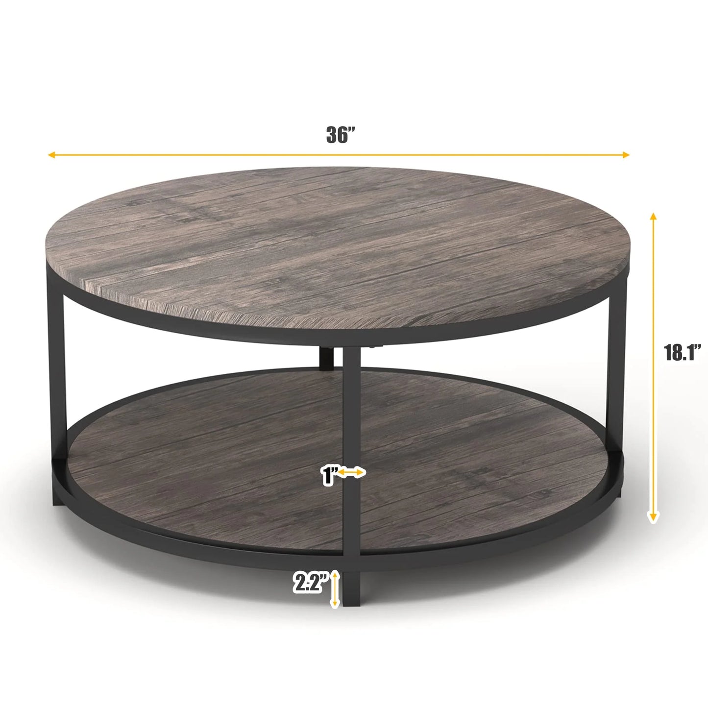 NSdirect Round Coffee Table, 36" Coffee Table for Living Room